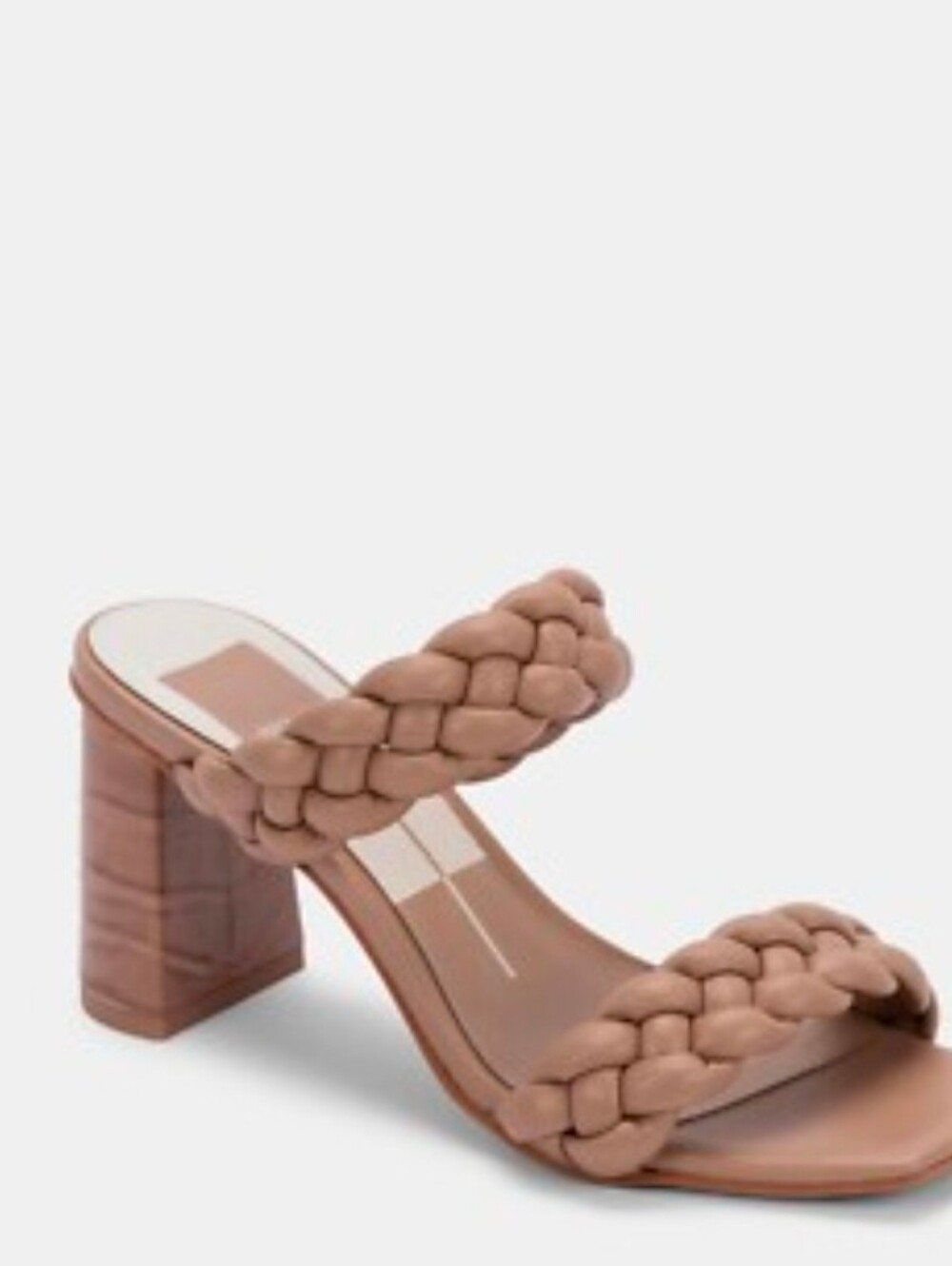 Dolce Vita Paily Cafe Stella Braided-Strap Slide Sandals in Tan With Block Heel